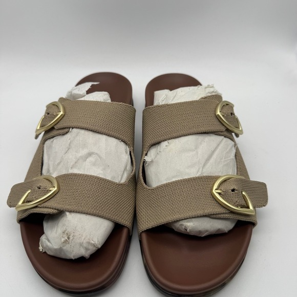Rothy's Women's Buckle Sandal Slides Size 10.5 US Neutral Tan‎ Brown - Picture 2 of 6